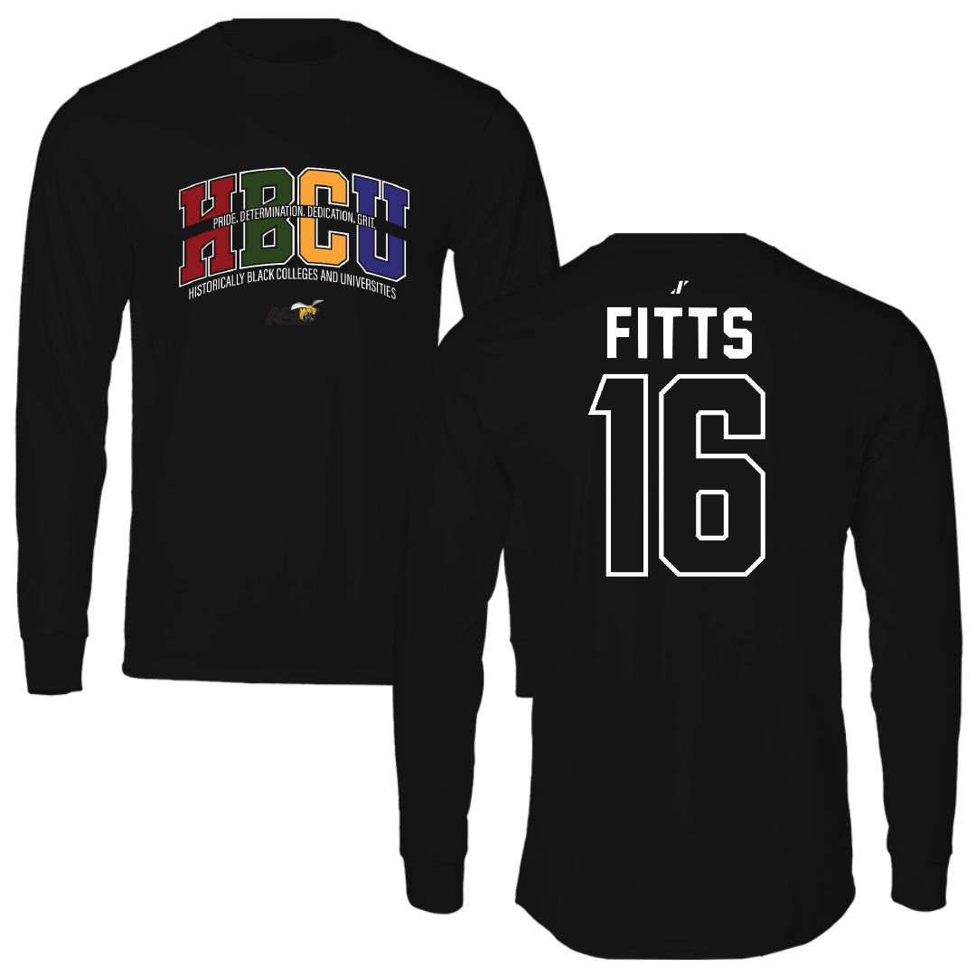 Alabama State University Football Black HBCU Performance Long Sleeve - #16 Adrian Fitts