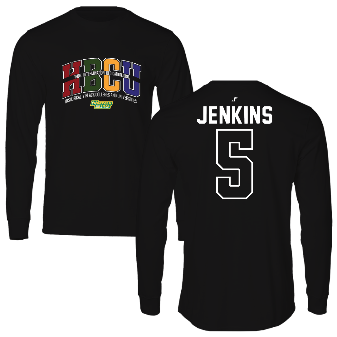 Norfolk State University Basketball Black HBCU Performance Long Sleeve - #5 Tyrese Jenkins