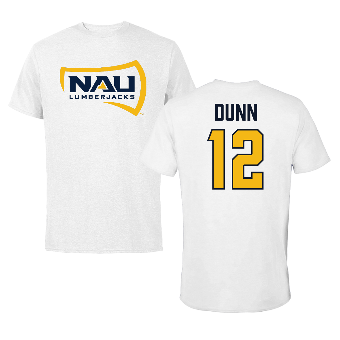 Northern Arizona University Basketball White Performance Tee - #12 Addison Dunn