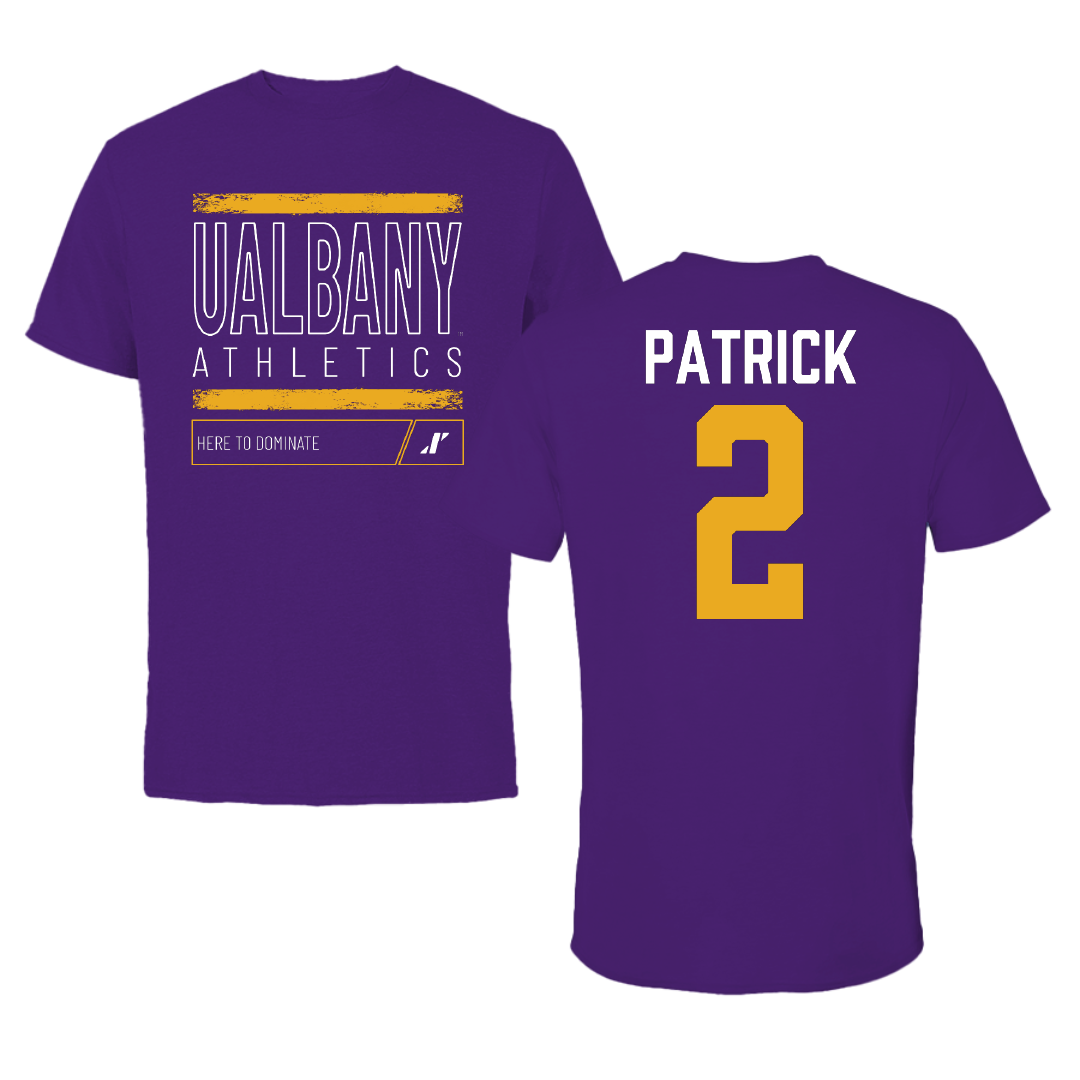 University at Albany Football Purple Dominate Tee - #2 Denzel Patrick