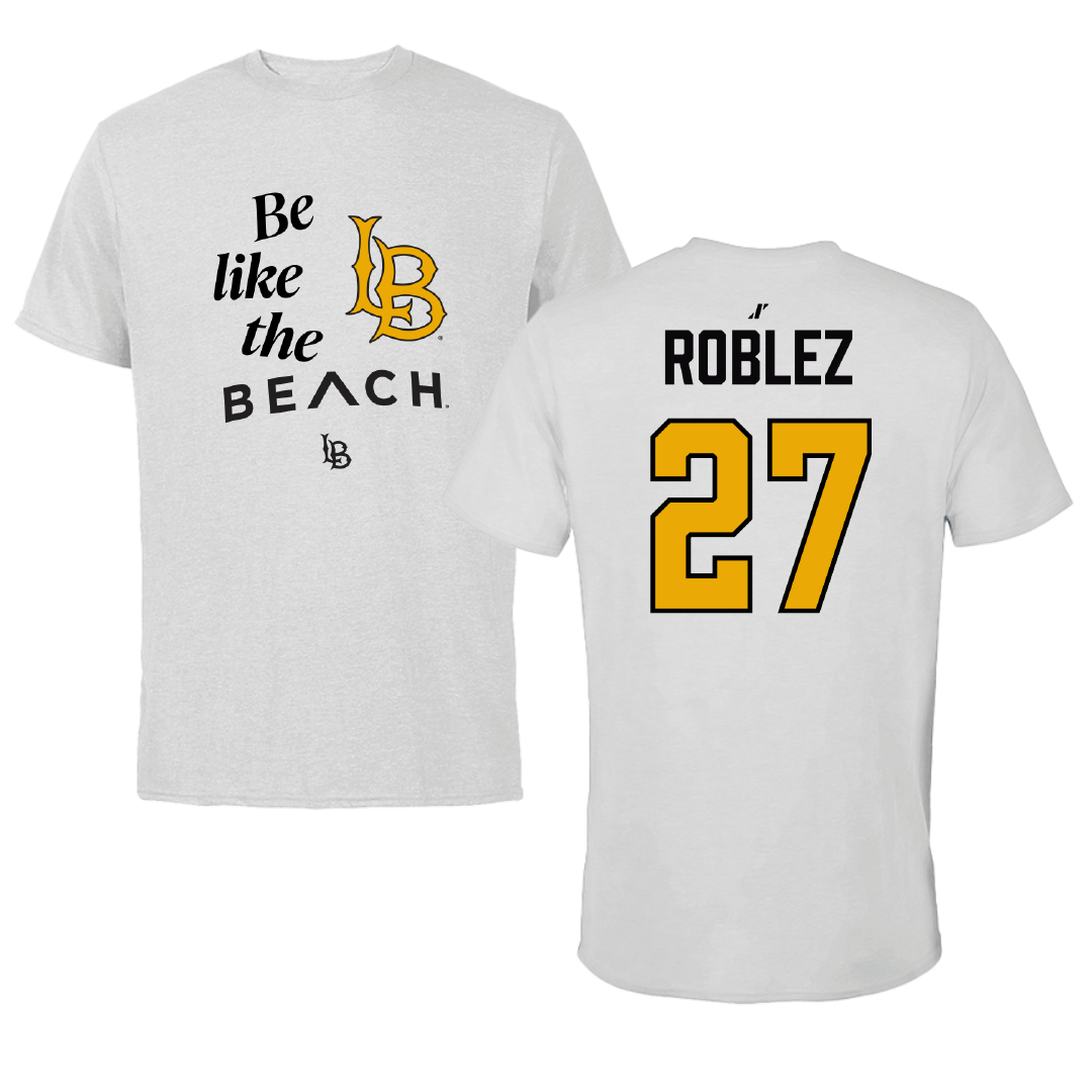 Long Beach State University Baseball Light Gray Be Like Us Tee - #27 Albert Roblez