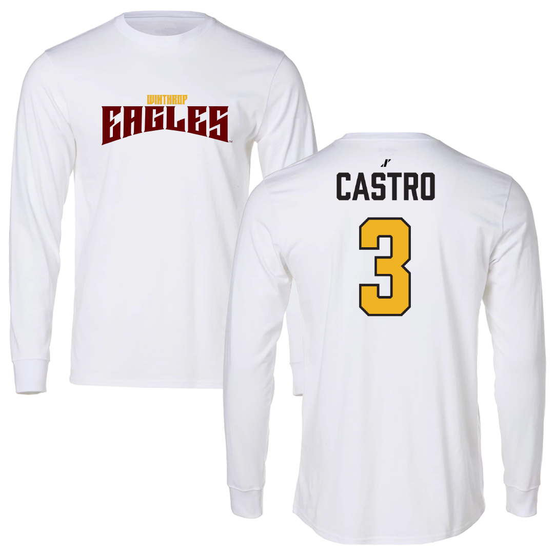 Winthrop University Soccer (M) White Classic Long Sleeve - #3 Emidio Castro
