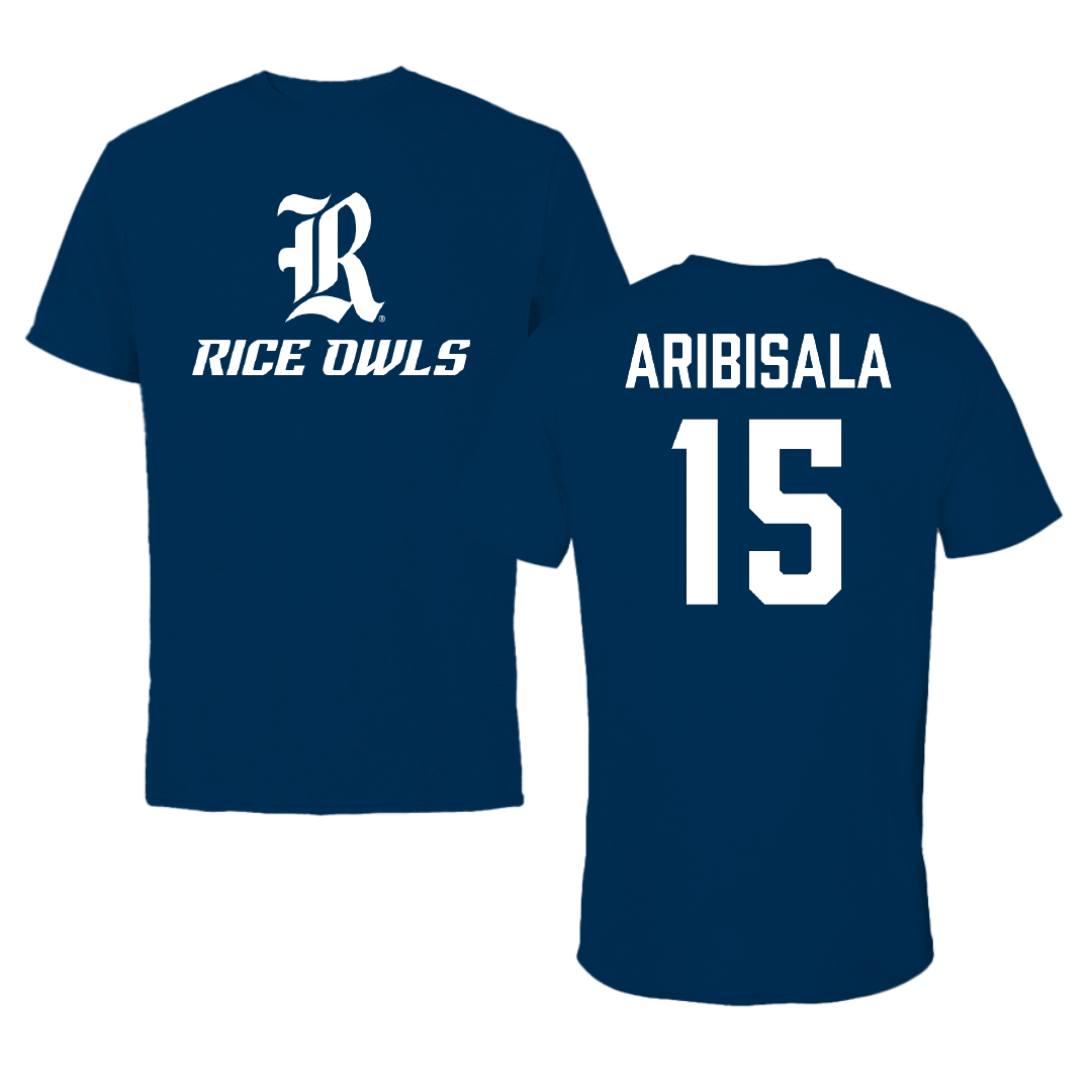 Rice University Football Navy Tee - #15 Matthew Aribisala