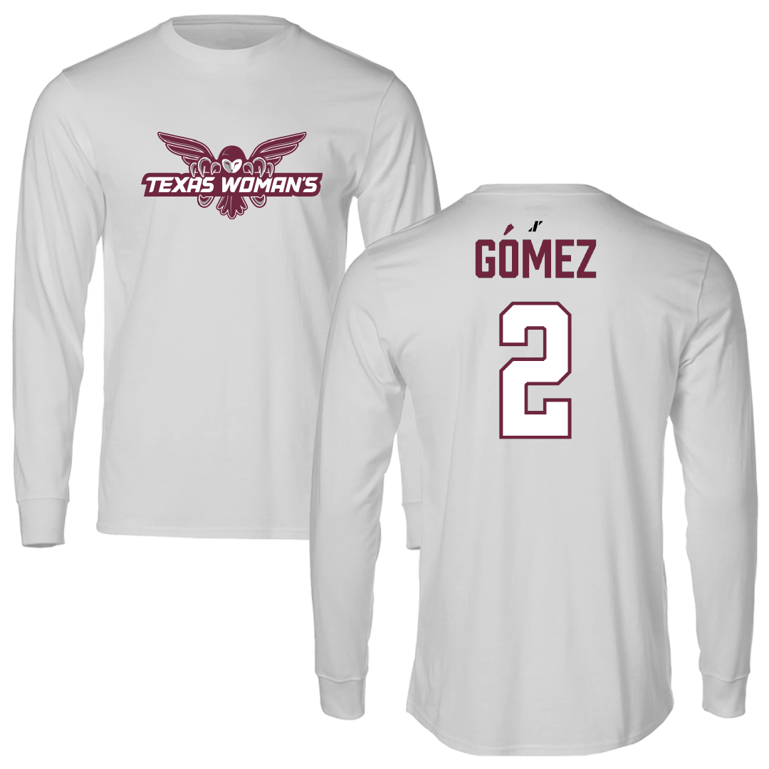 Texas Woman's University Volleyball (W) Light Gray Performance Long Sleeve - #2 Lorena Gómez