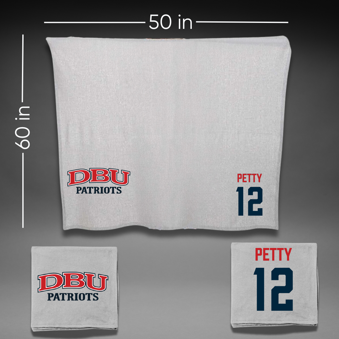 Dallas Baptist University Lacrosse (M) Gray Blanket - #12 Zachary Petty