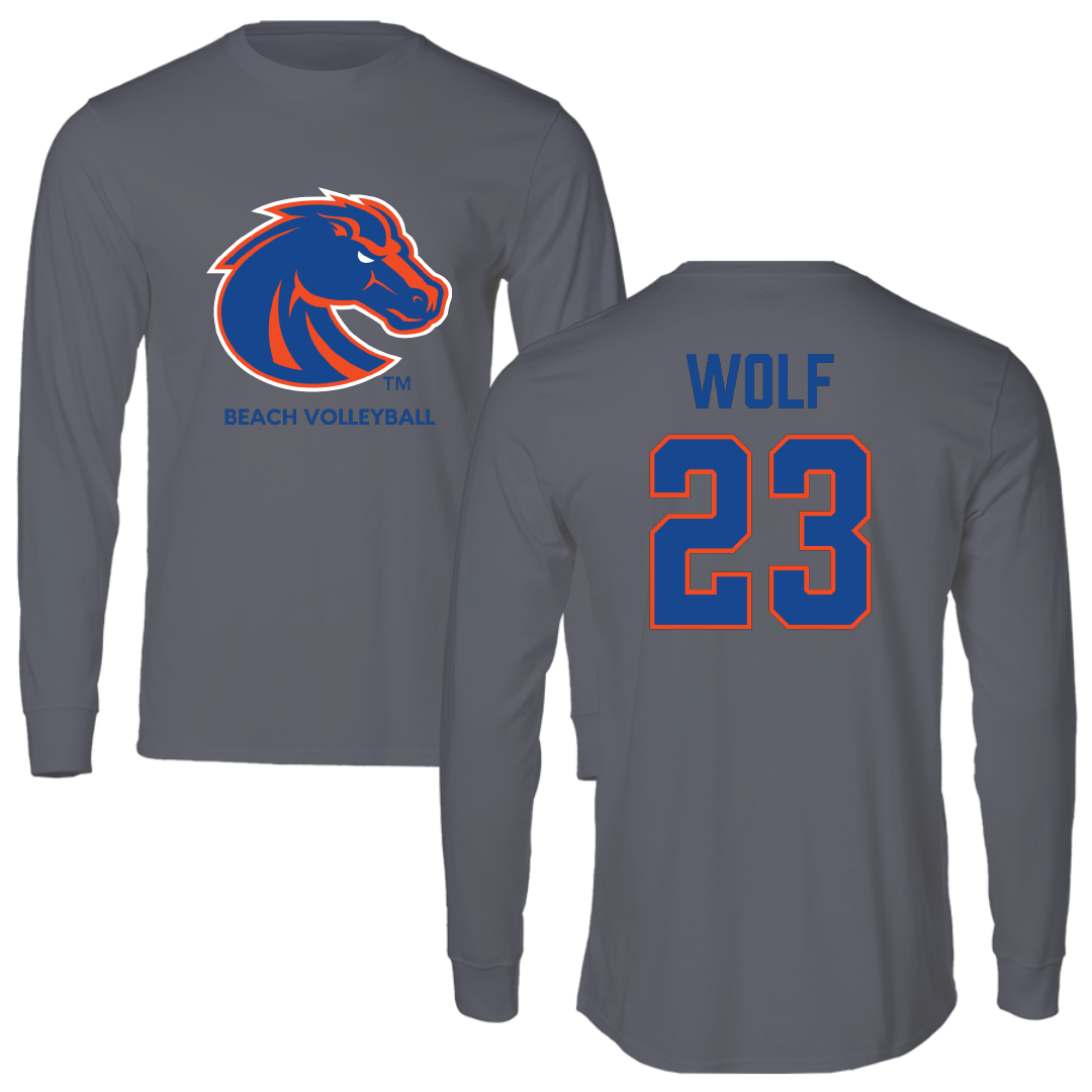Boise State University Beach Volleyball Dark Gray Long Sleeve - #23 Abbie Wolf