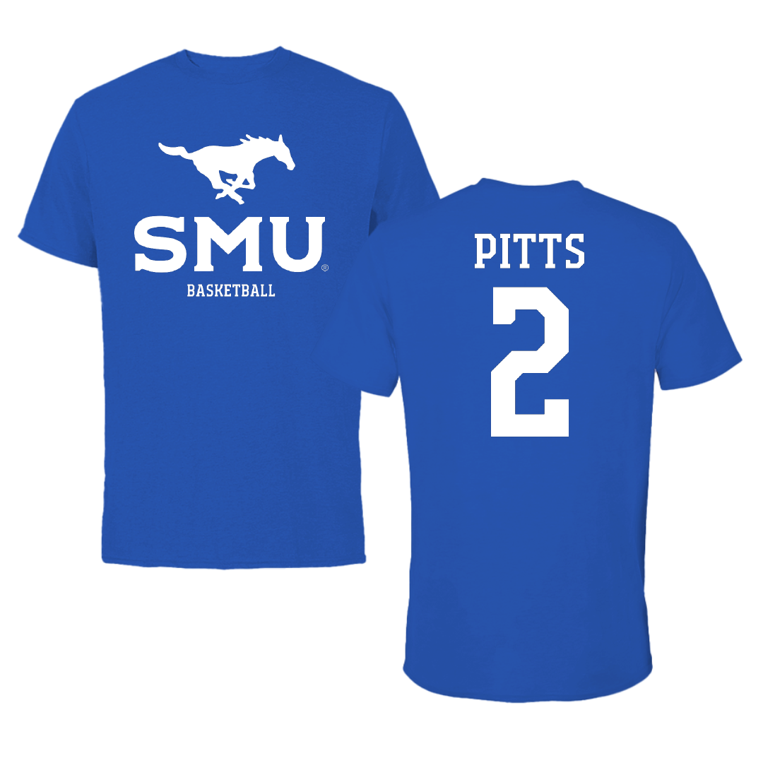 Southern Methodist University Basketball (W) Blue Mascot Tee - #2 TK Pitts