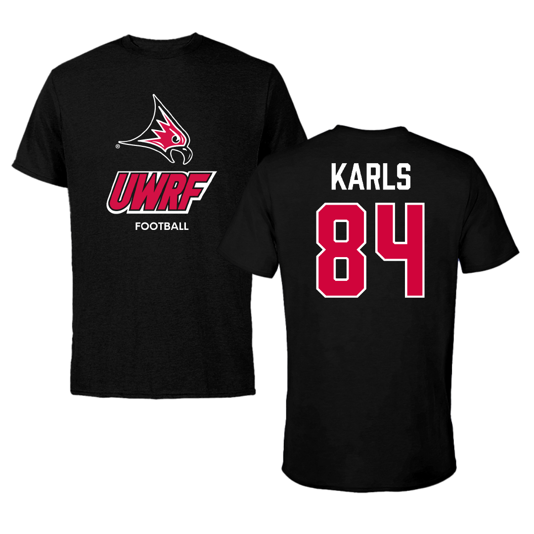 University of Wisconsin-River Falls Football Black Performance Tee - #84 Andrew Karls