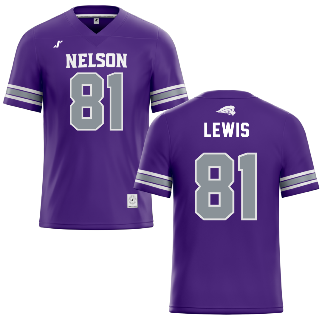Nelson University Purple Football Jersey - #81 Ryan Lewis