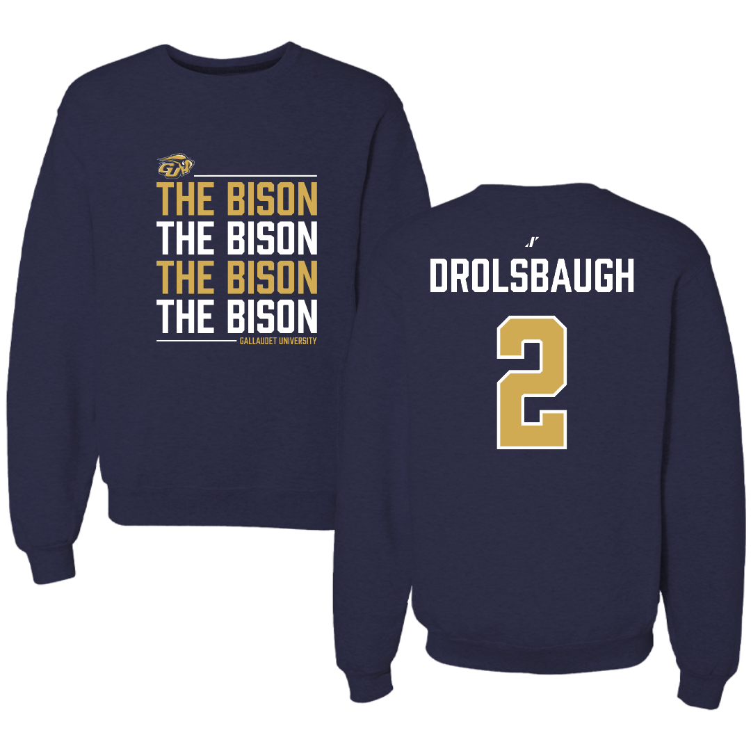 Gallaudet University Softball Navy General Crewneck - #2 Lacey Drolsbaugh