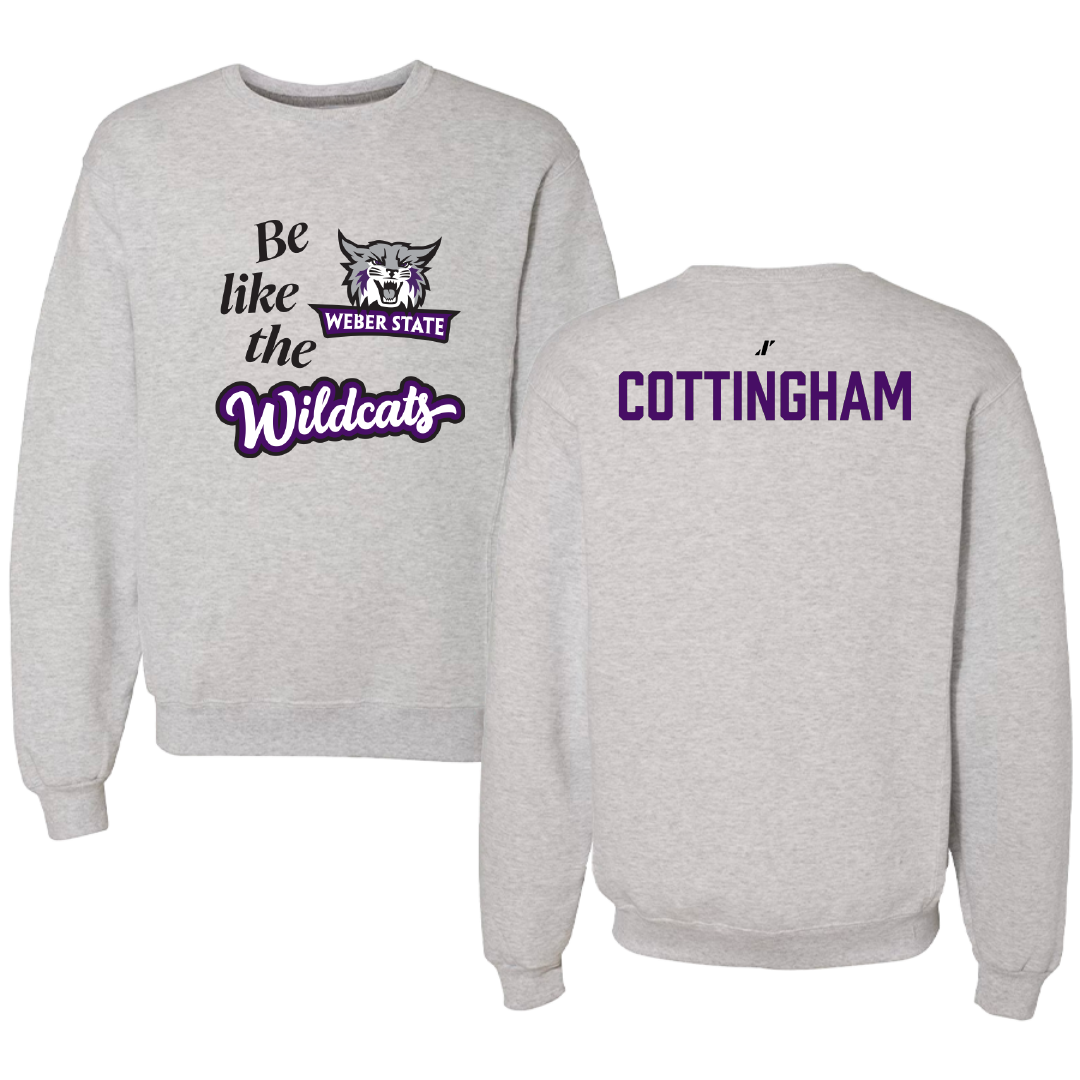 Weber State University Cheer Light Gray Be Like Us Crewneck - Kobe Cottingham