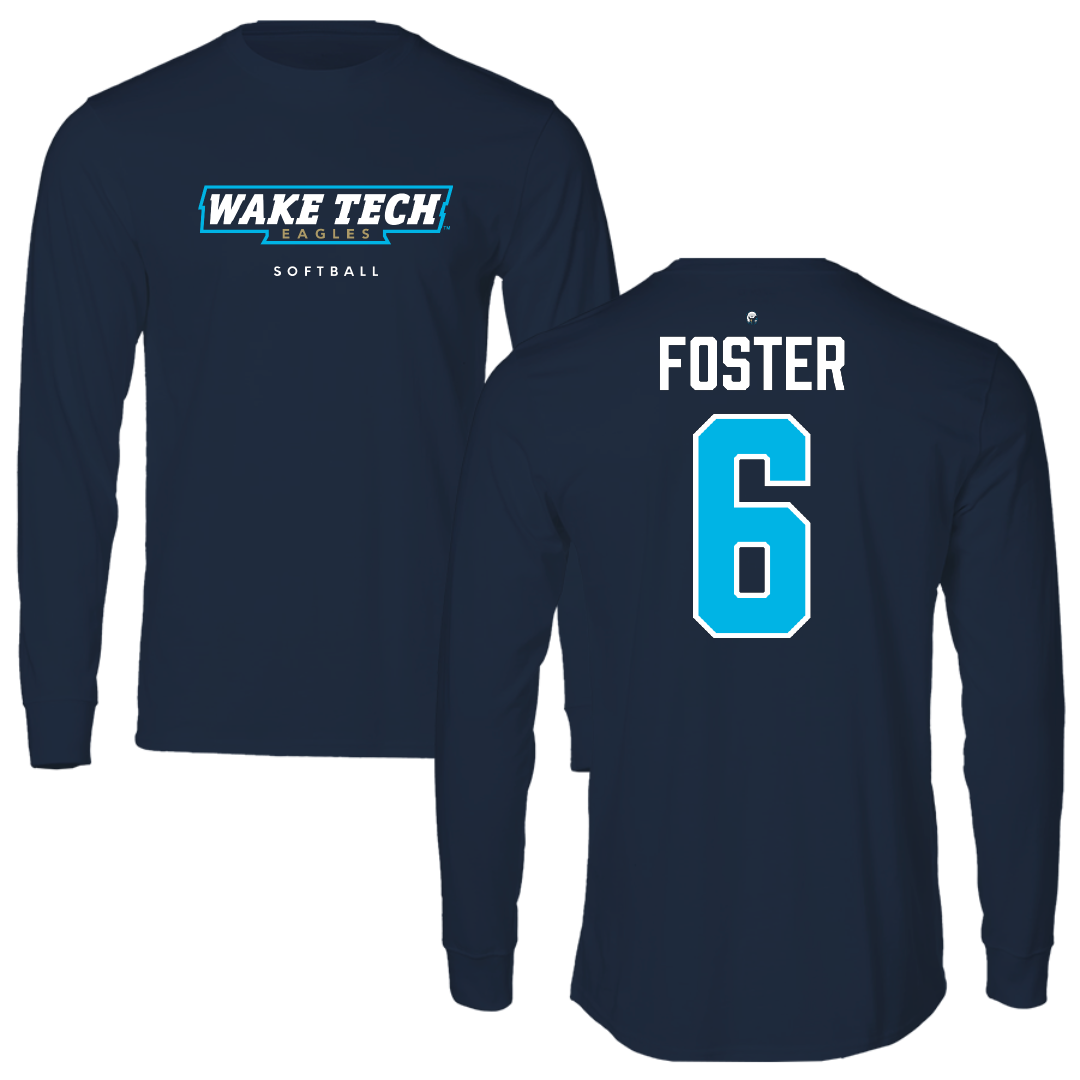 Wake Tech Community College Softball Navy Performance Long Sleeve - #6 Brianne Foster