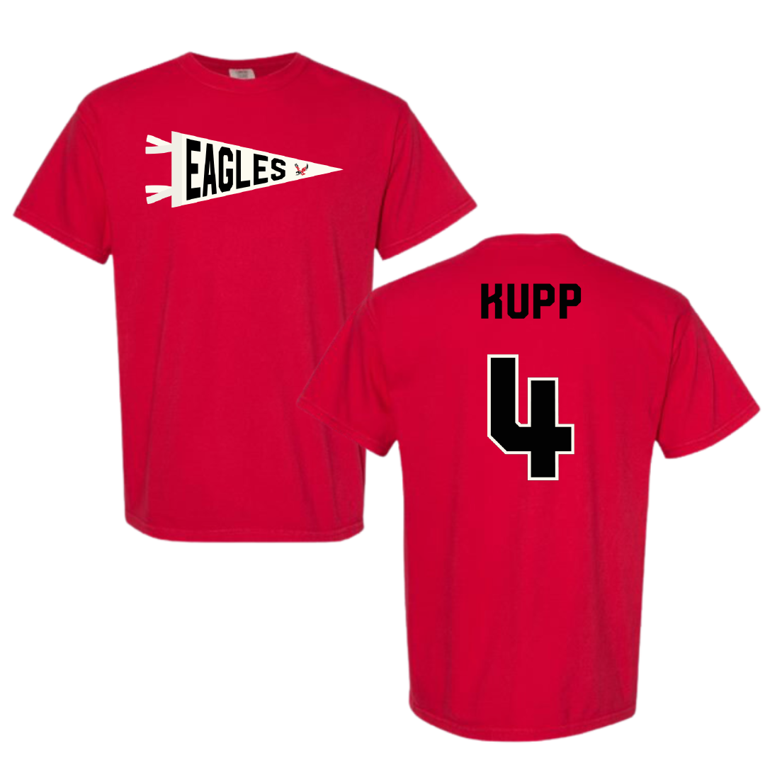 Eastern Washington University Soccer Red Pennant Comfort Colors Tee - #4 Katrina Kupp