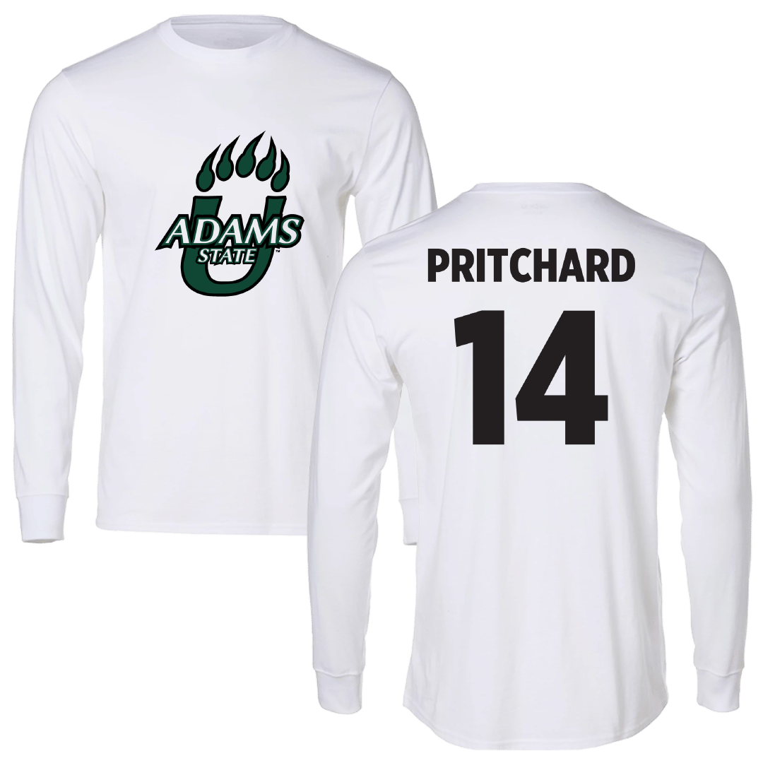 Adams State University Soccer (W) White Performance Long Sleeve - #14 Neaven Pritchard