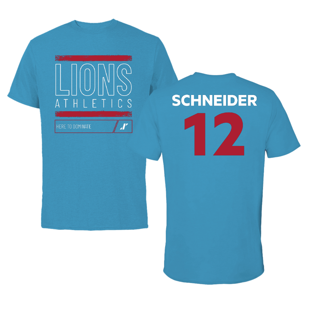 Loyola Marymount University Baseball Aqua Dominate Tee - #12 Maxwell Schneider