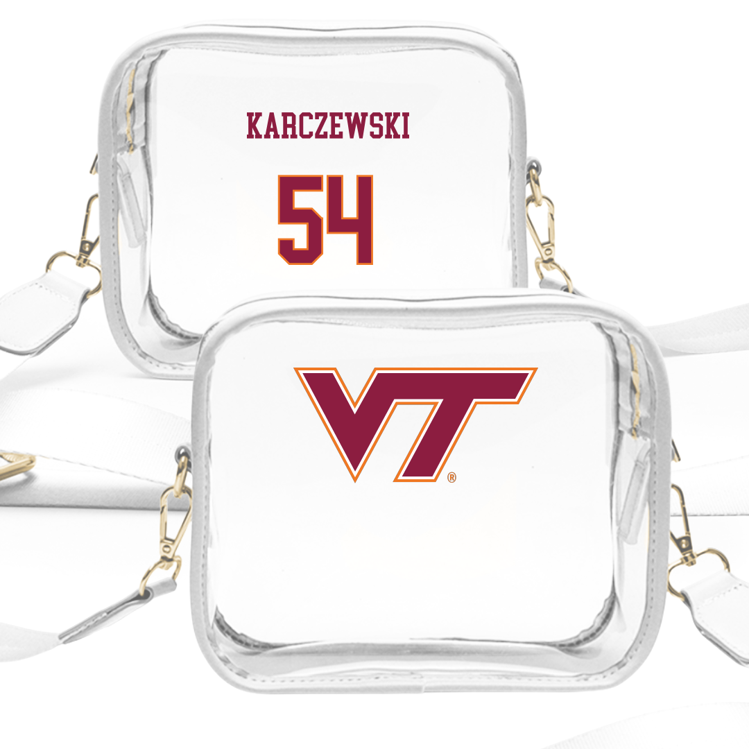 Virginia Tech Football White Clear Stadium Bag - #54 Grant Karczewski
