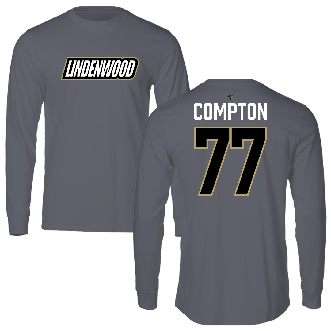 Lindenwood University Soccer Dark Gray Performance Long Sleeve - #77 Mackenzie Compton