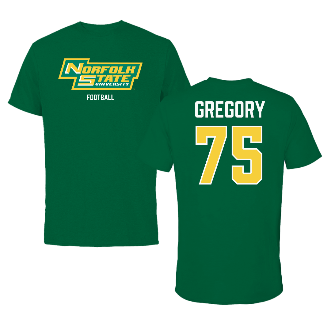 Norfolk State University Football Green Performance Tee - #75 Evan Gregory