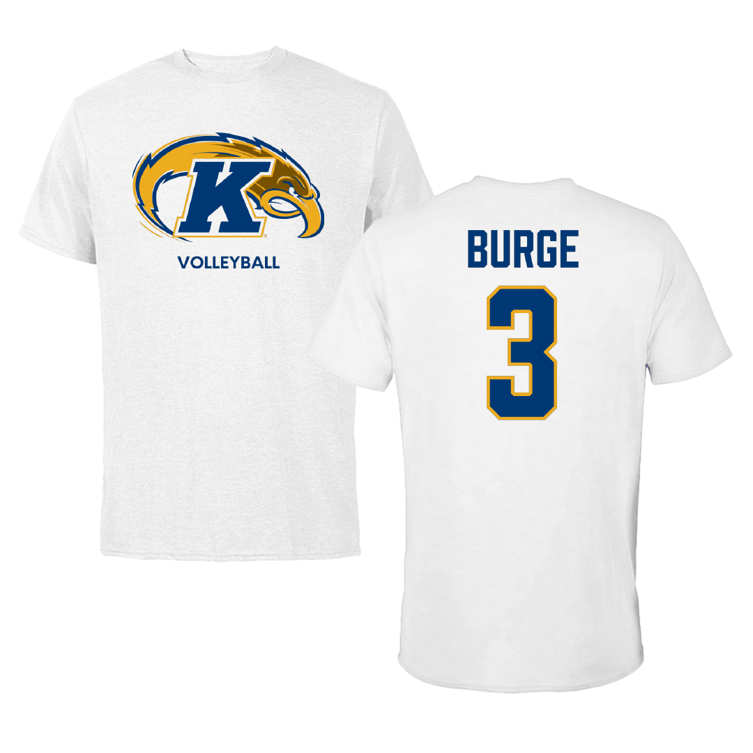 Kent State University Volleyball (W) White Performance Tee - #3 Kaelynn Burge