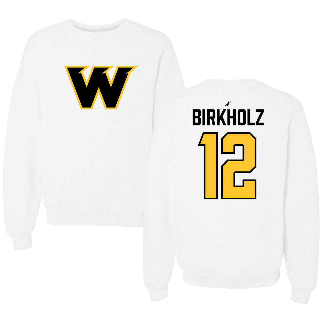 Wayne State College (Nebraska) Basketball White Crewneck - #12 Macy Birkholz