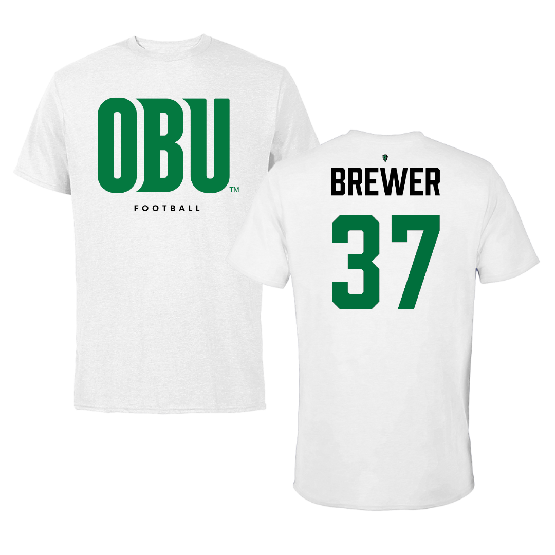 Oklahoma Baptist University Football White Performance Tee - #37 Brady Brewer