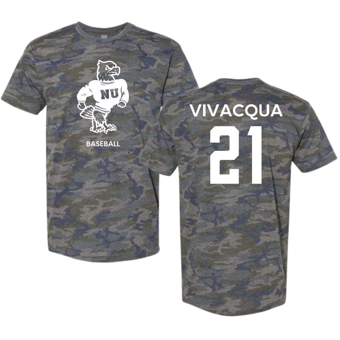 Niagara University Baseball Vintage Camo Tee - #21 Tyler Vivacqua