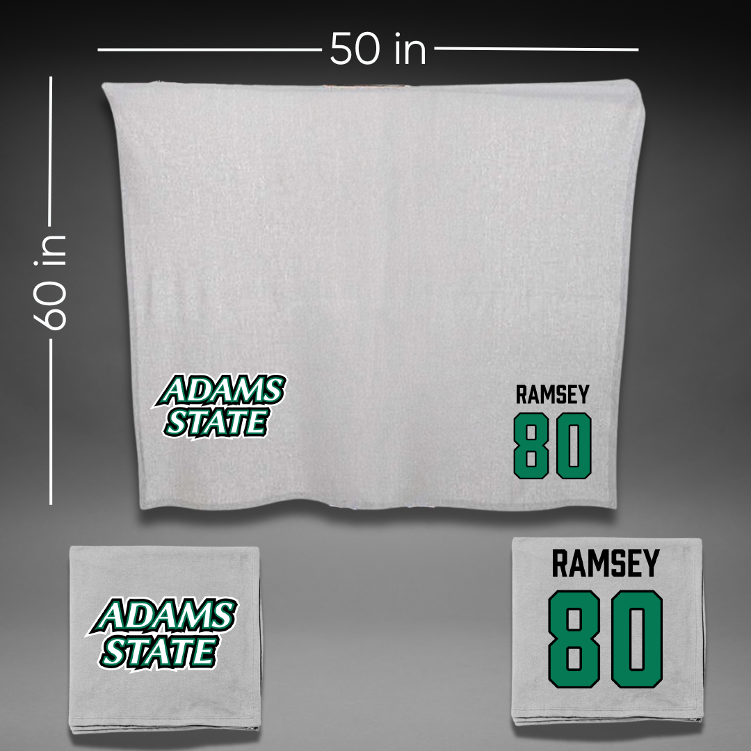 Adams State University Football Gray Blanket - #80 Damarian Ramsey