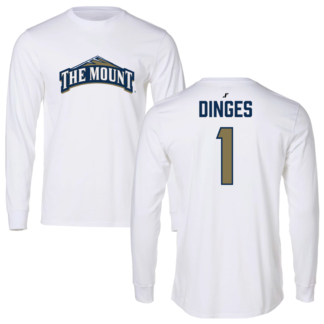 Mount St. Mary's University Softball White Performance Long Sleeve - #1 Avery Dinges