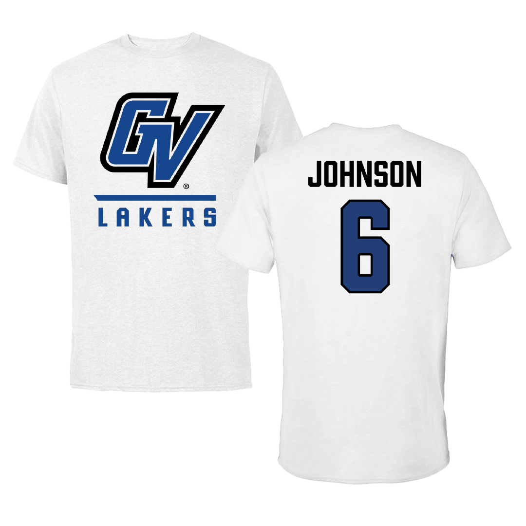 Grand Valley State University Football White Tee - #6 Jordan Johnson