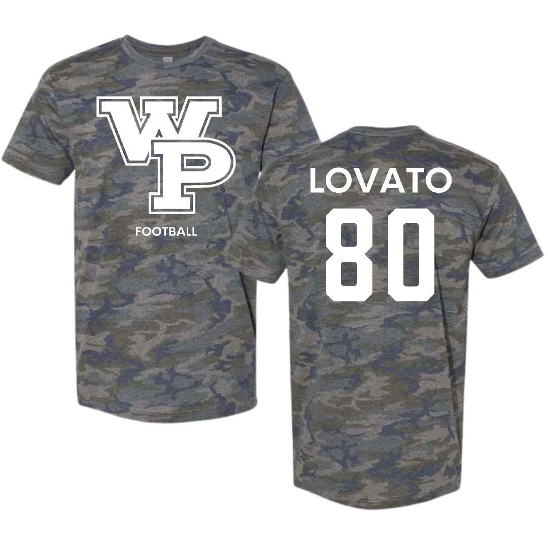 William Penn University Football Vintage Camo Tee - #80 Abel Lovato