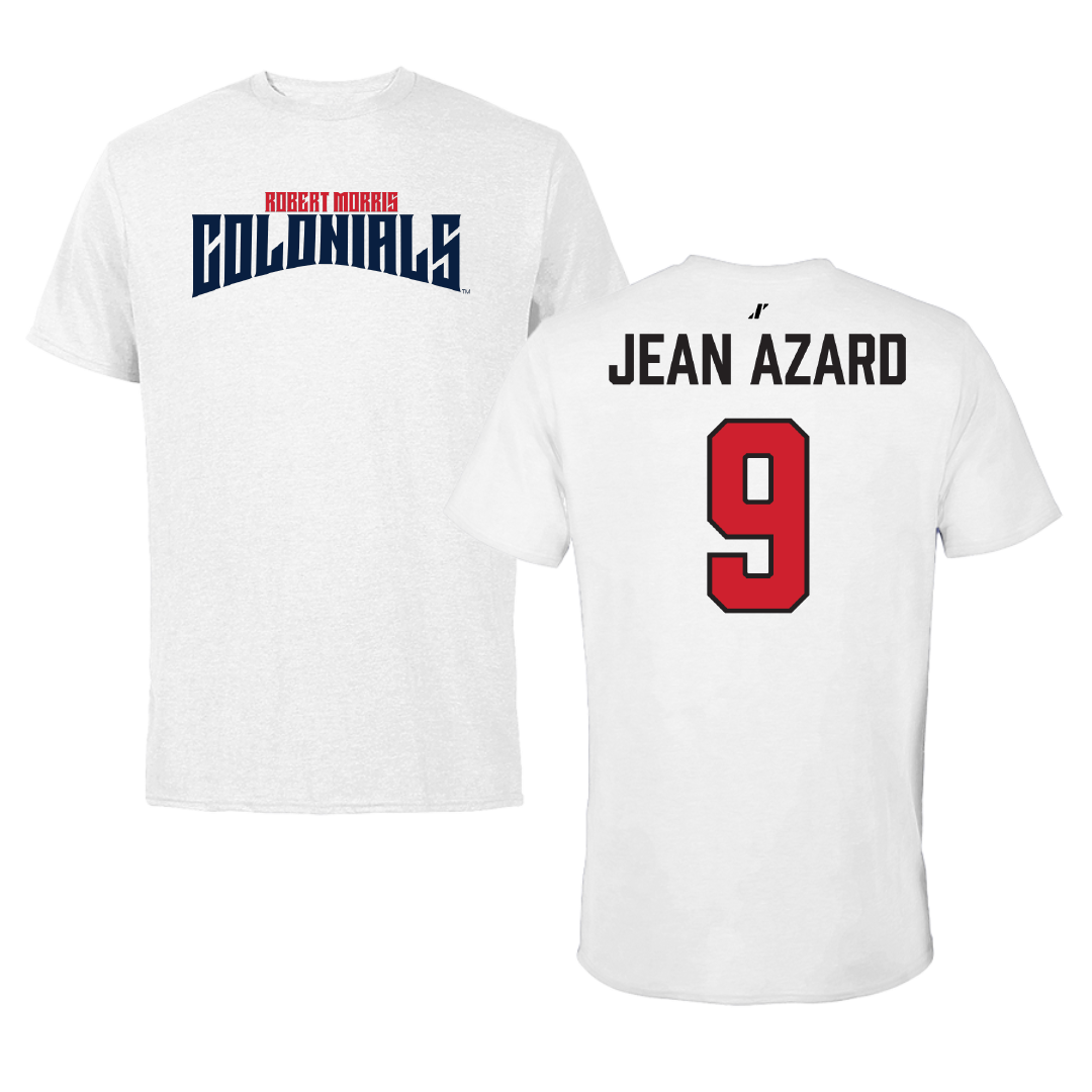 Robert Morris University Soccer (M) White Classic Performance Tee - #9 Anelson Jean azard