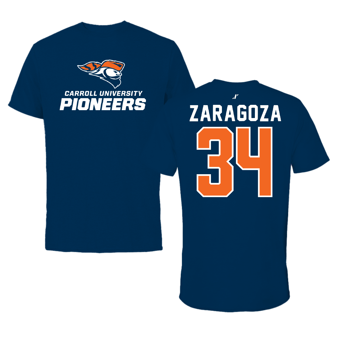 Carroll University Football Navy Tee - #34 Giovani Zaragoza