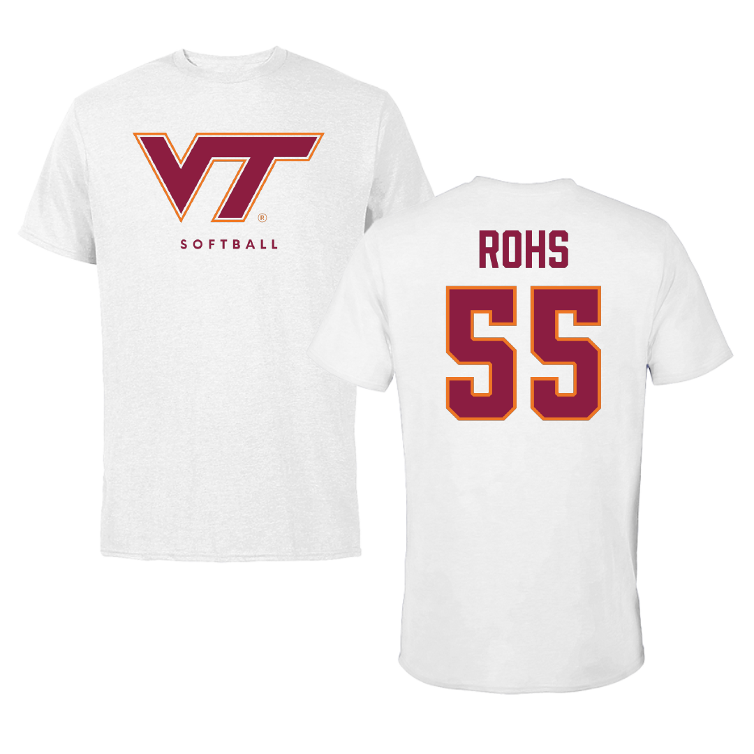 Virginia Tech Softball White Performance Tee - #55 Annika Rohs