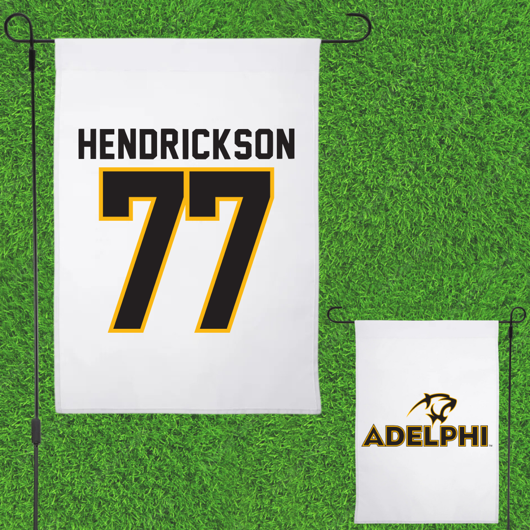 Adelphi University Lacrosse White Garden Flag - #77 Michael Hendrickson