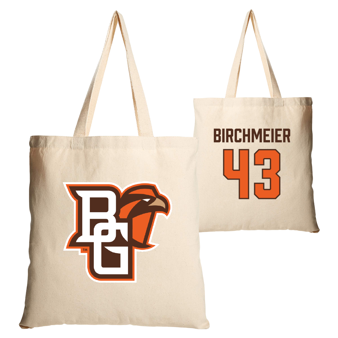 Bowling Green State University Baseball Tan Canvas Tote Bag - #43 Brady Birchmeier
