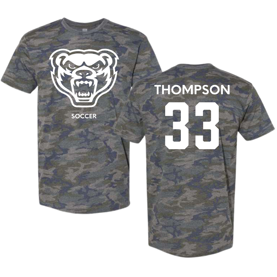 Oakland University Soccer (M) Vintage Camo Tee - #33 Cole Thompson