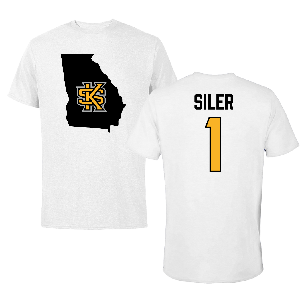 Kennesaw State University Rugby White State Performance Tee - #1 Jacob Siler