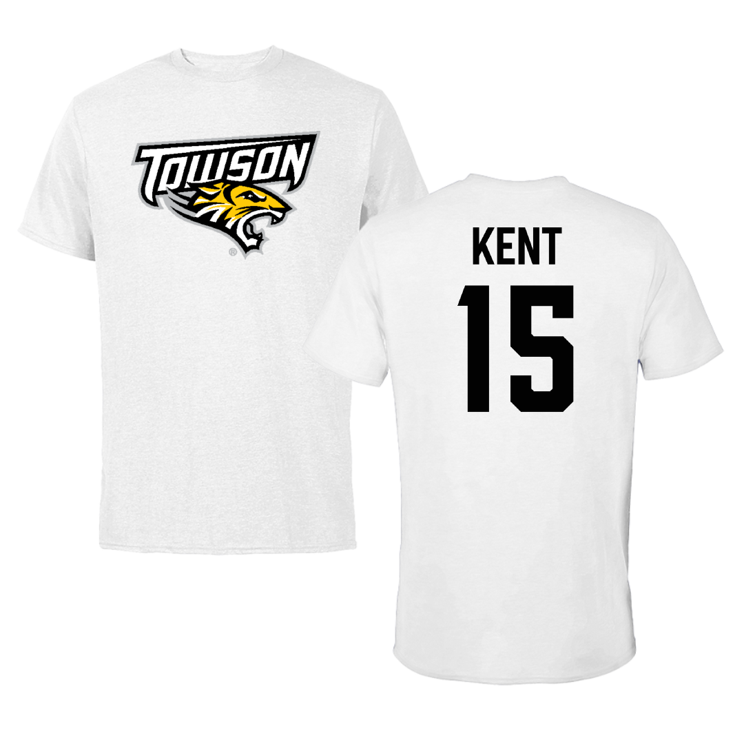 Towson University Football White Tee - #15 Nathan Kent