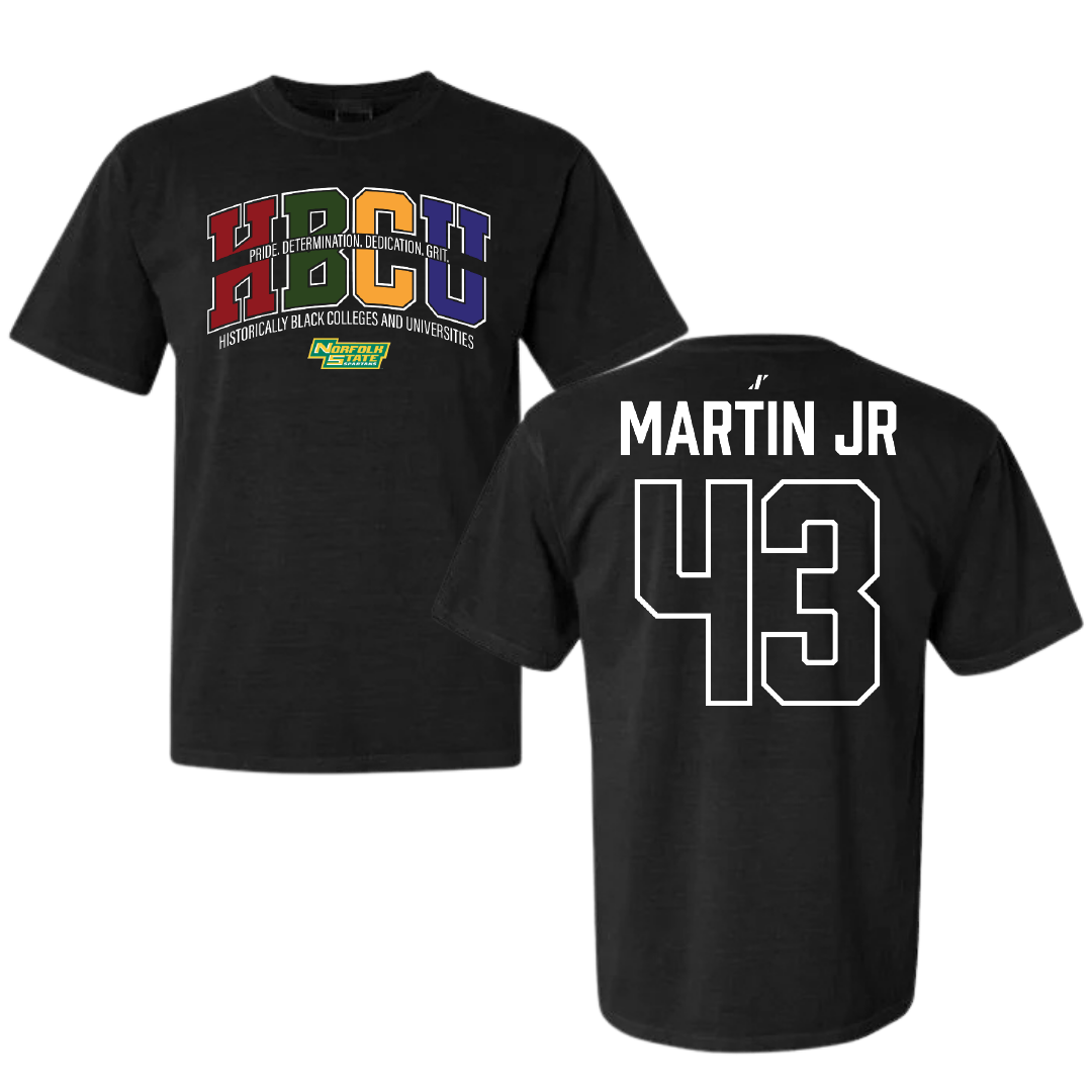 Norfolk State University Football Black HBCU Comfort Colors Tee - #43 Richard Martin Jr