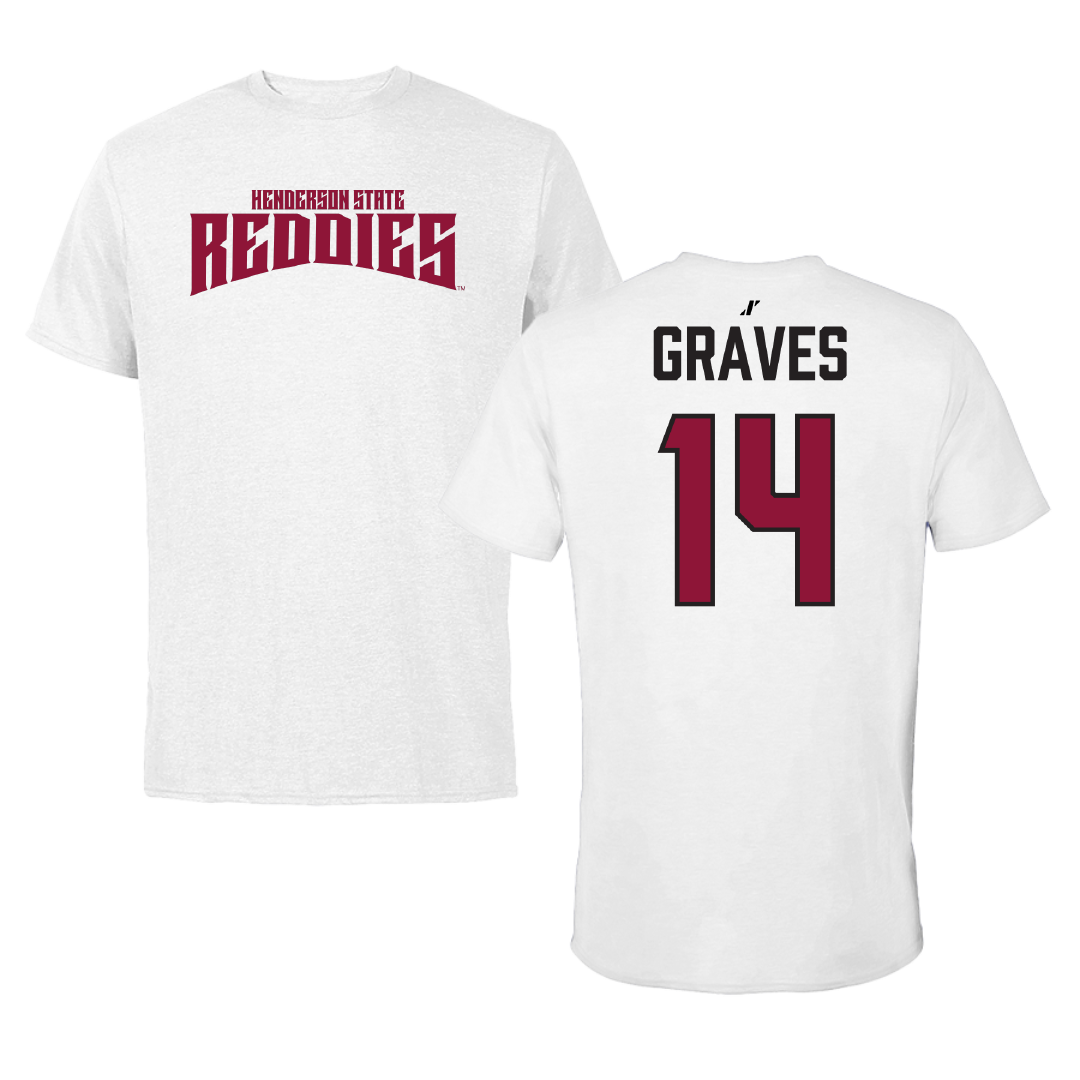 Henderson State University Softball White Classic Performance Tee - #14 Emily Graves
