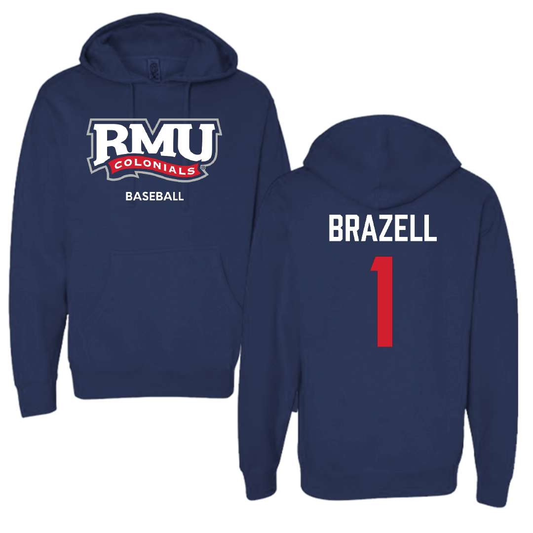 Robert Morris University Baseball Navy Hoodie - #1 Brady Brazell