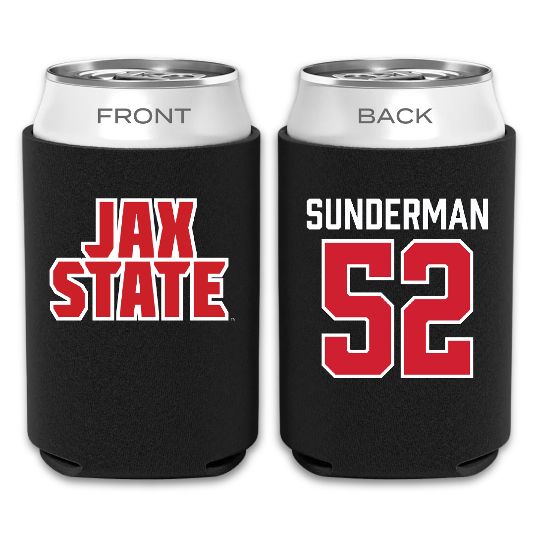 Jacksonville State University Football Black Can Cooler - #52 Maddox Sunderman