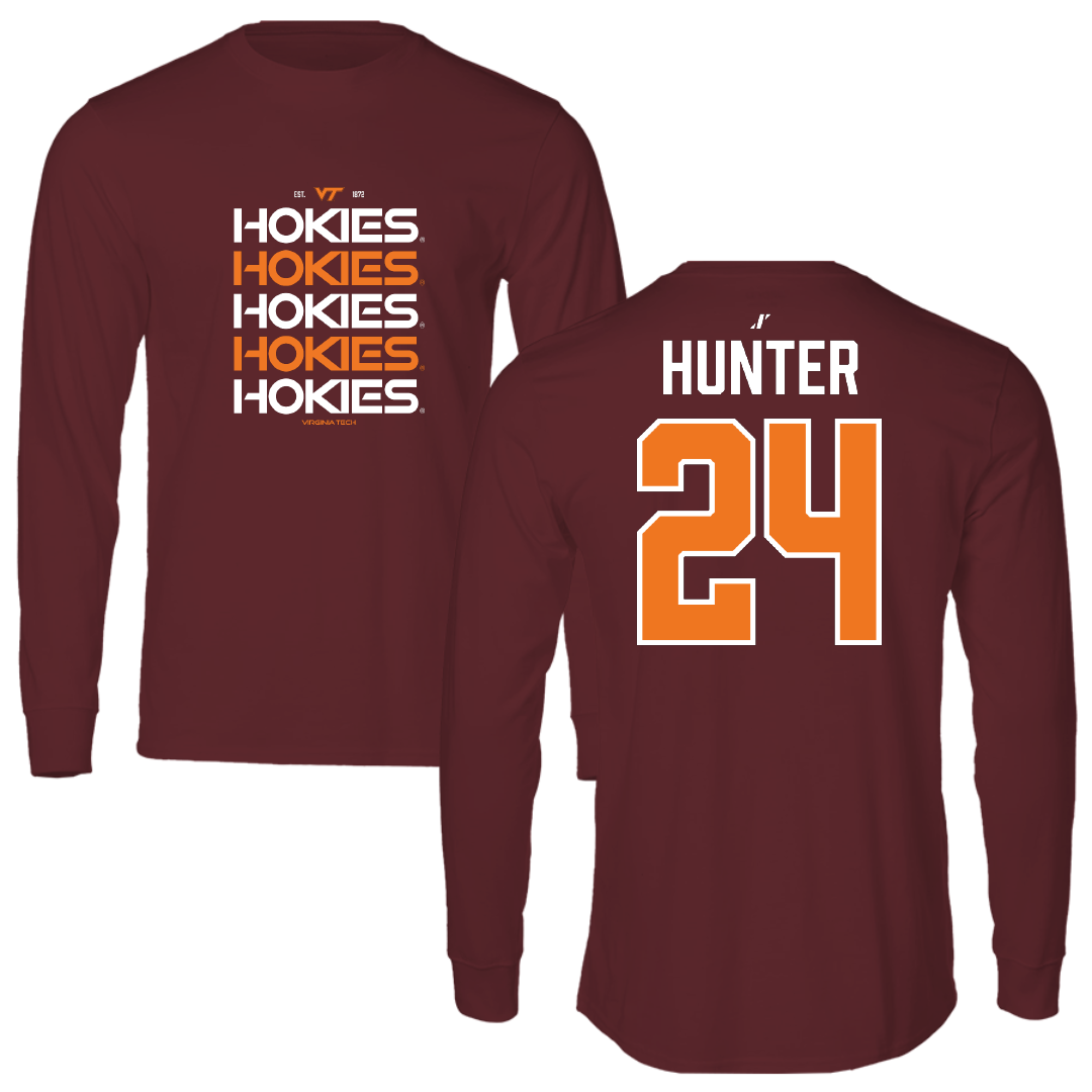 Virginia Tech Baseball Maroon General Performance Long Sleeve - #24 Grant Hunter