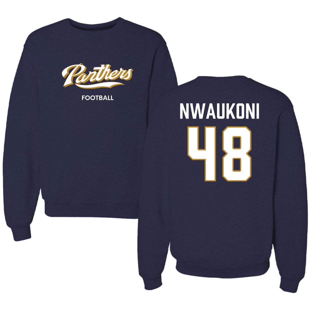 Florida International University Football Navy Panthers Crewneck - #48 Richard Nwaukoni