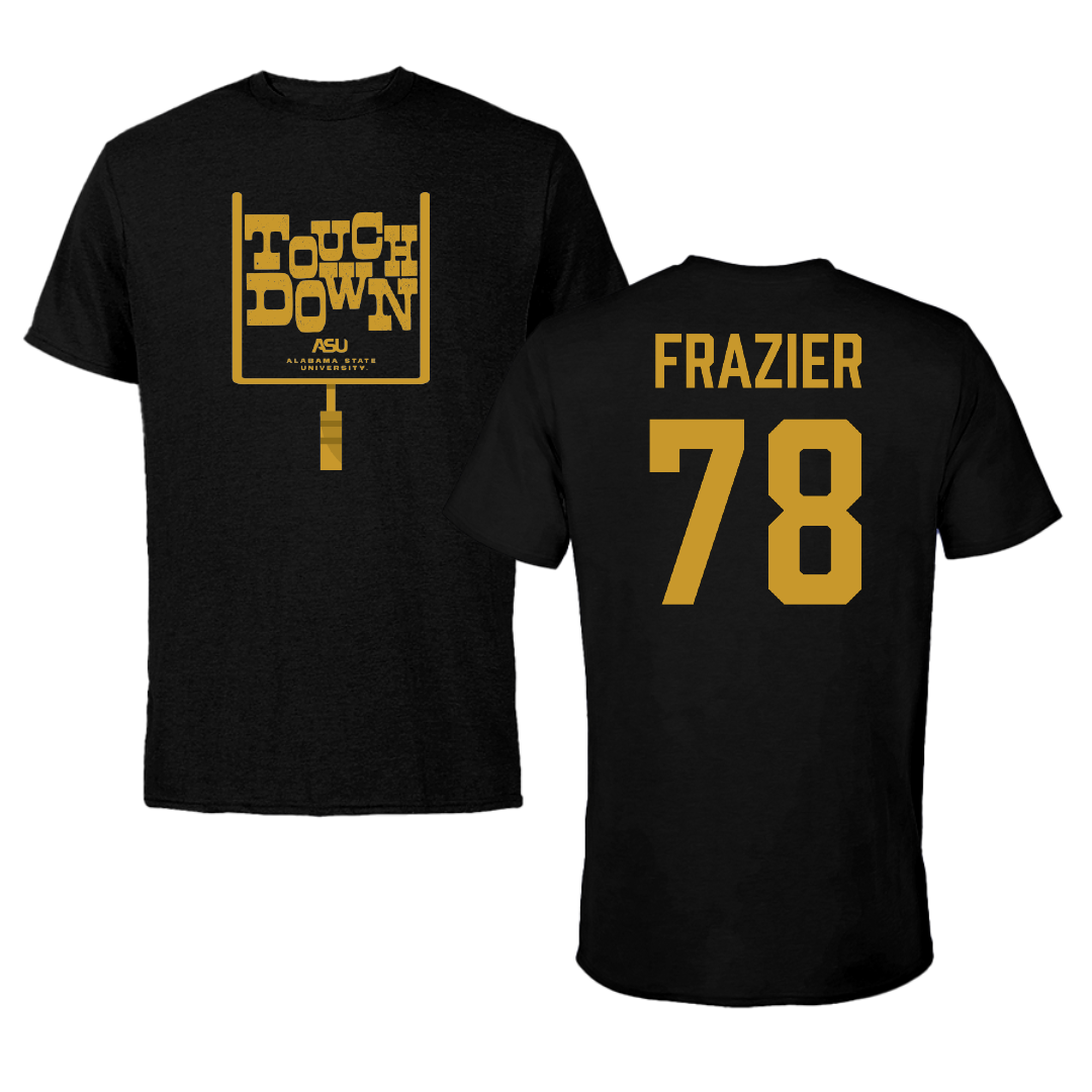Alabama State University Football Black Touchdown Tee - #78 Jeremiah Frazier