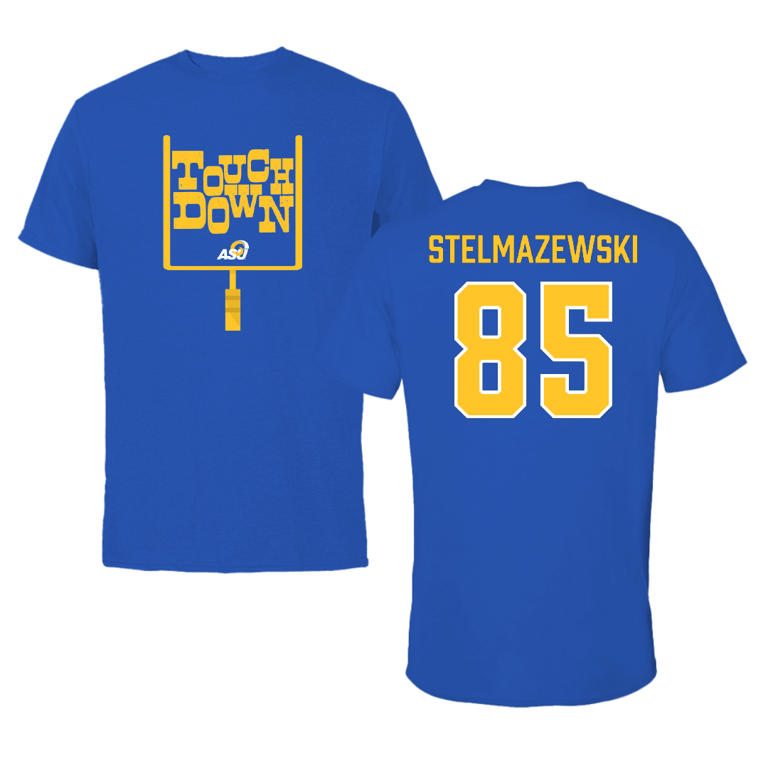 Angelo State University Football Blue Touchdown Performance Tee - #85 Kegan Stelmazewski