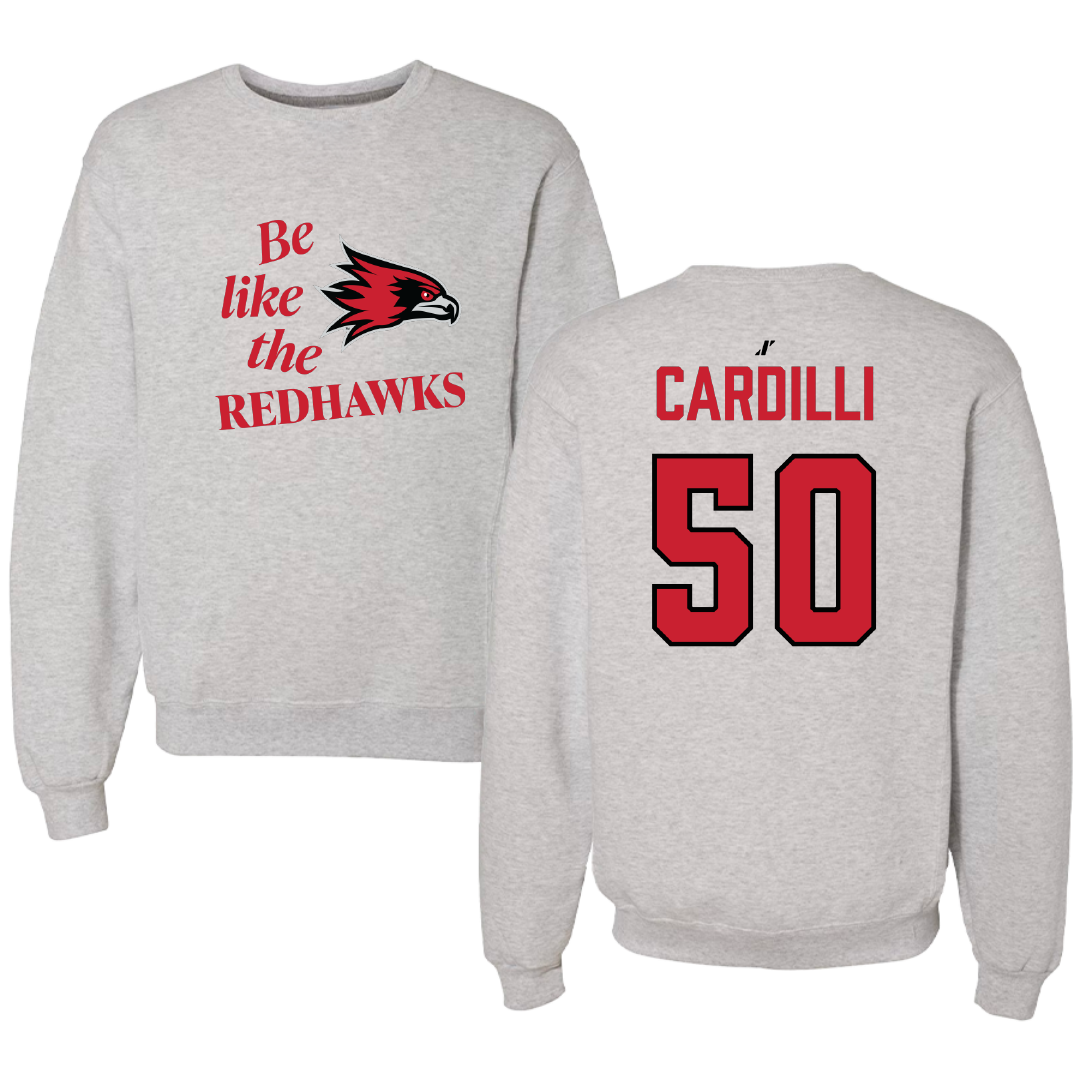 Southeast Missouri State University Football Light Gray Be Like Us Crewneck - #50 Mike Cardilli