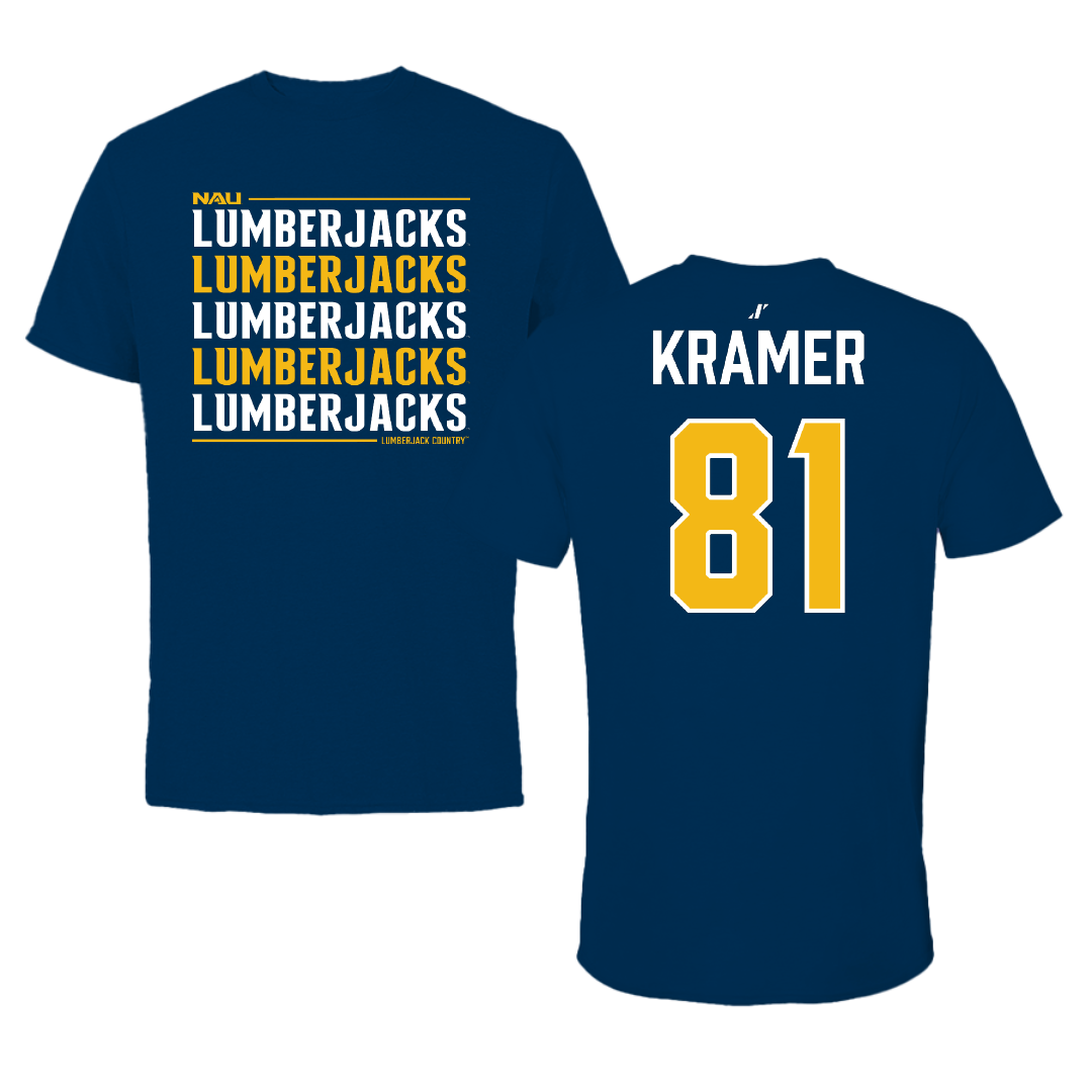 Northern Arizona University Football Navy General Performance Tee - #81 Braden Kramer