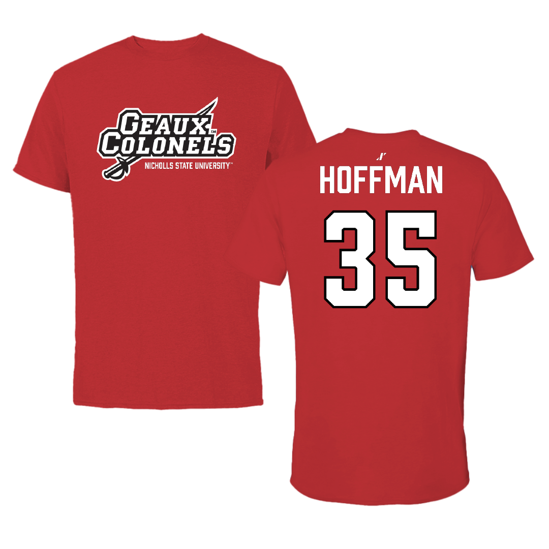 Nicholls State University Football Red General Performance Tee - #35 Tamaj Hoffman