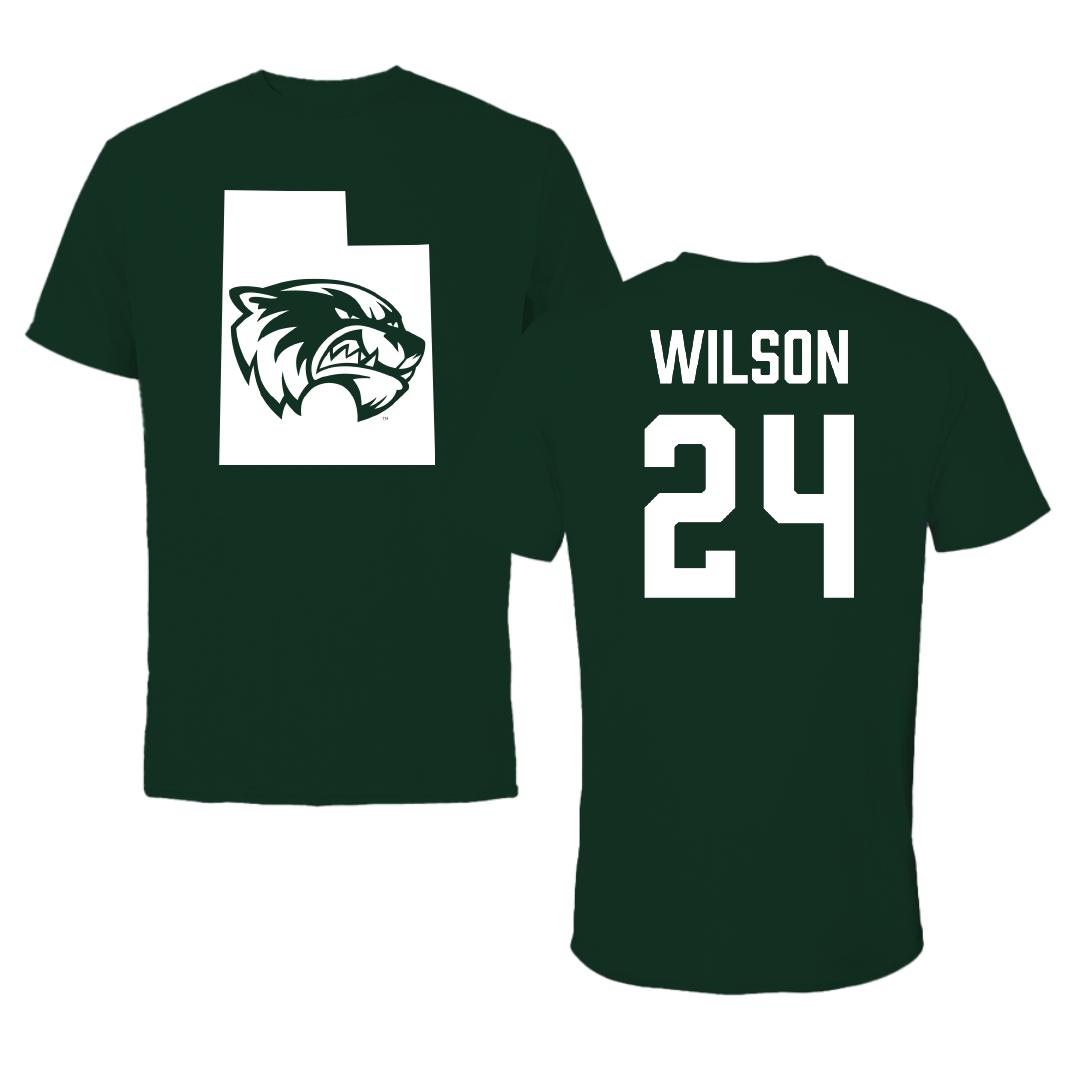 Utah Valley University Soccer Forest Green State Tee - #24 Kate Wilson